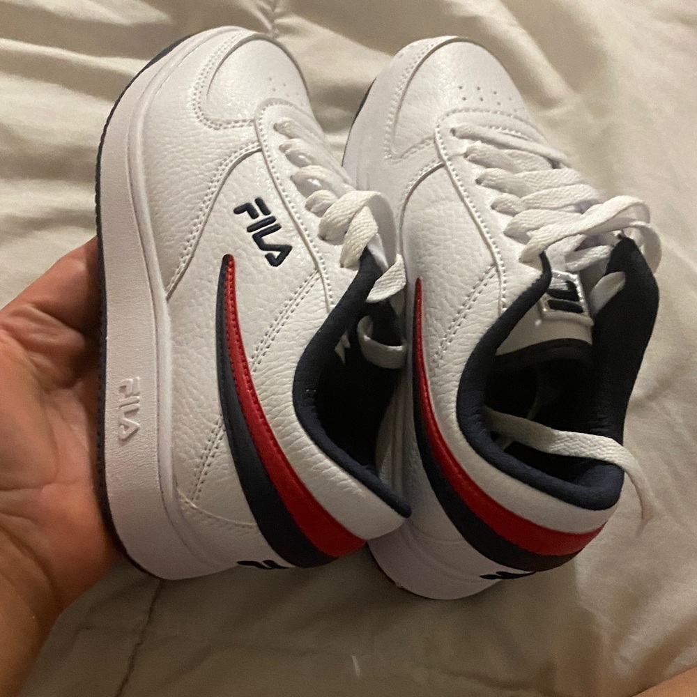 Fila Kids Sneakers in White and Red with Navy Accents